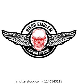 Emblem with winged skull. Design element for emblem, sign, label. vector image