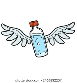 Emblem - winged water bottle color variation. Image produced without the use of any form of AI software at any stage