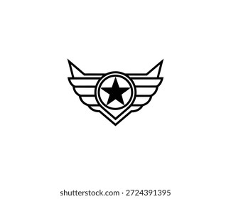 Emblema con alas estrella insignia
