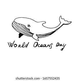 Emblem of World Oceans Day. Vector illustration
