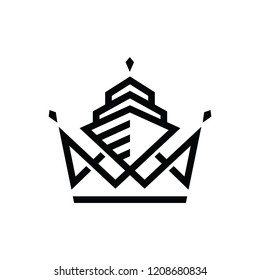 Emblem of the yacht logo with the king crown vector.
