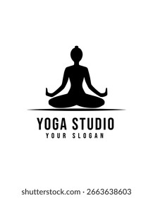 Emblem yoga human linear logo, Design for yoga studio logo. vector illustration