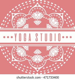 emblem for the yoga studio on a background of lotus decorative design vector