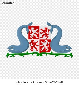 Emblem of Zaanstad. City of Netherlands. Vector illustration