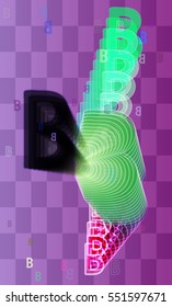 emblematic B Alphabet vector background with brush, adornment around artistic layout