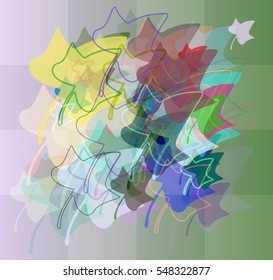 emblematic company among leaf, thought with magical drawing.