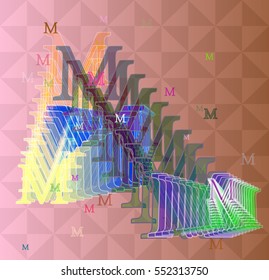 emblematic M Alphabet vector background of order, form among modern banner