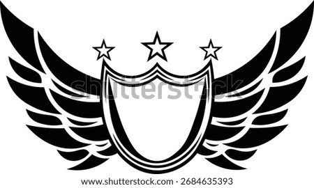 Emblematic Shield with Wings and Stars A Symbol of Valor Achievement and Distinction A Timeless Image