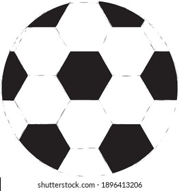 Balón de fútbol emblemático. Ilustración vectorial plana en blanco y negro sobre fondo transparente. Formato EPS 10
