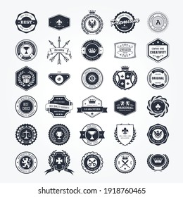 Emblems, badges and retro seals set - blazons and labels