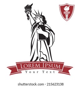 Emblems With  Black Outline Of Statue Of Liberty And Torch