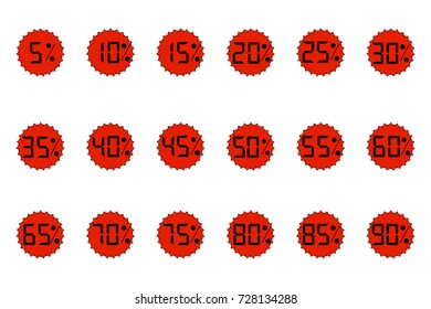 Emblems of discounts. Set of labels. Vector