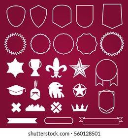 Emblems Elements Badge Style White Vector Set