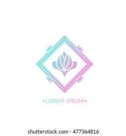 Emblems for flowers shop, medicine, yoga centers, natural and organic products. Trendy logo template. 