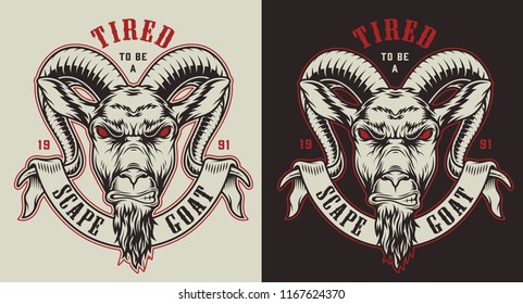 Emblems with goat. Concept prints designs. Vector illustraiton
