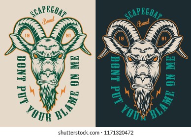 Emblems with goat. Concept prints designs. Vector illustraiton