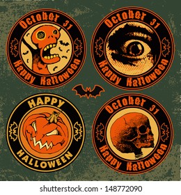 emblems "happy halloween" set. vector illustration. 