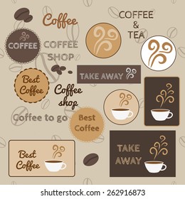 Emblems, labels for coffee shop and cafe.