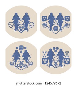 Emblems on beer coasters, 8, vector