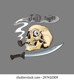 Emblems of skulls on the pirate theme, excellent vector illustration, EPS 10