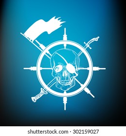 Emblems of skulls on the pirate theme, excellent vector illustration, EPS 10