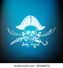 Emblems of skulls on the pirate theme, excellent vector illustration, EPS 10