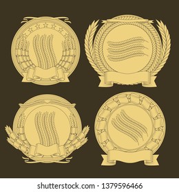 emblems with and a wreath of wheat. vector image eps