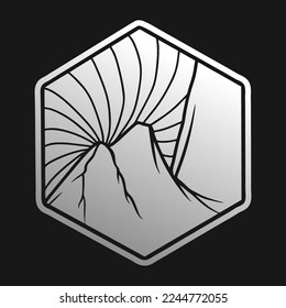 emblem-shaped mountain illustration that can be applied to logos, t-shirts, or in other media