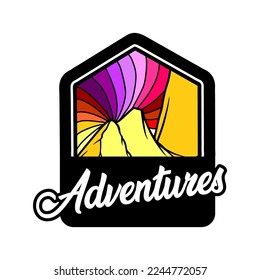 emblem-shaped mountain illustration that can be applied to logos, t-shirts, or in other media