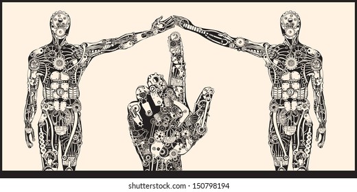 The Embodied Human Connection. The Architect Hand on the Stereotype Society Concept.