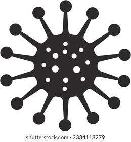 Embodied in striking simplicity and elegant minimalism, this black vector icon encapsulates the essence of a virus. Perfect for health or pandemic-related content, this icon communicates its message w