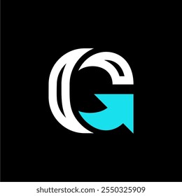 Embody simplicity and direction with this contemporary 'G' and arrow design. The letter 'G' is elegantly crafted in clean, bold lines, seamlessly integrated with a sharp, minimalist arrow that points 