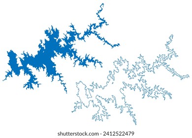 Emborcacao Lake (Federative Republic of Brazil) map vector illustration, scribble sketch Reservoir Usina de Emborcaçao or Theodomiro Santiago dam map