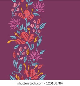 Emboridered Flowers Vertical Seamless Pattern border