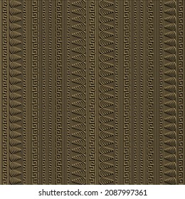 Ränder mit gestreiften Rändern und 3D-Muster einbinden. Grauer grauer Hintergrund. Vertikale Streifen-Reliefverzierungen wiederholen. Abstrakte Wiederholung strukturierter Hintergrund.  Eingeweihte Textur. griechischer Hauptmagier