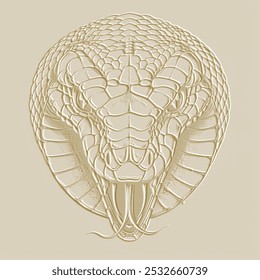 Emboss textured 3d snake head silhouette. Happy Chinese new year 2025 Zodiac sign, year of the Snake. Hand drawn ornate decorative trendy embossed relief lines design for cards, calendars, prints.