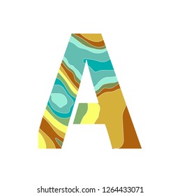 Embossed alphabet with a pattern of wavy lines - the letter A