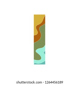 Embossed alphabet with a pattern of wavy lines - the letter I