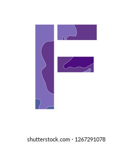 Embossed alphabet with a pattern of wavy lines - the letter F