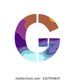 Embossed alphabet with a pattern of wavy lines - the letter G