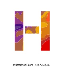 Embossed alphabet with a pattern of wavy lines - the letter H