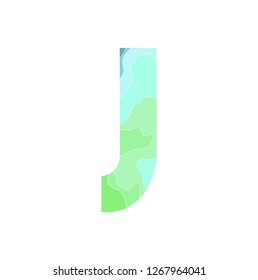 Embossed alphabet with a pattern of wavy lines - the letter J