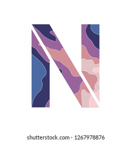 Embossed alphabet with a pattern of wavy lines - the letter N