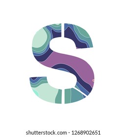Embossed alphabet with a pattern of wavy lines - the letter S