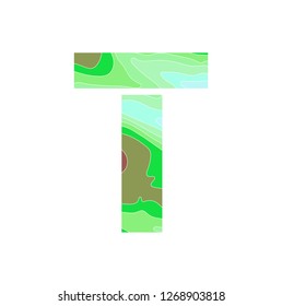 Embossed alphabet with a pattern of wavy lines - the letter T