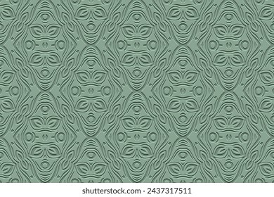 Embossed background, cover design. Geometric decorative 3D pattern, handmade. Ornaments, arabesques, boho. Original design in the best traditions of the peoples of the East, Asia, India, Mexico, Aztec