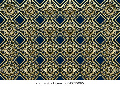 Fondo azul en relieve, diseño de la cubierta tribal, Anuncio. Estampado Antiguas, estampado geométrico de lujo en estilo vitral. Ornamentos de oro étnico, mandala, arabescos. Tradiciones del Este, Asia, India.