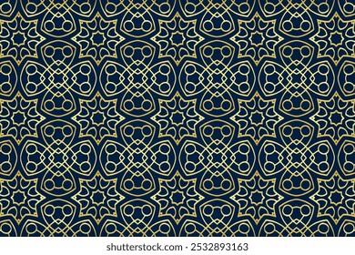 Fondo azul en relieve, diseño de la cubierta tribal, Anuncio. Estampado Antiguas, estampado geométrico de lujo en estilo vitral. Adornos dorados, mandala, arabescos. Tradiciones étnicas del Este, Asia, India