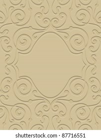 Embossed brown paper background with ornate frame and space for text