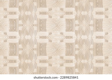 Fondo de luz étnica embosante, diseño de portada. Patrón geométrico 3D, papel de prensa, cuero. Boho, hecho a mano. Arte decorativo tribal de los países del Este, Asia, India, México, Aztecas, Perú.